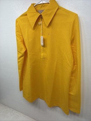 New Women’s H Bar C Yellow Half Zip Long Sleeve Shirt Large TT-130