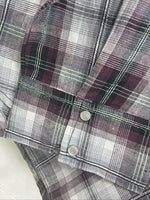 New Women’s Cumberland Purple Plaid Long Sleeve Pearl Snap 2X V-67