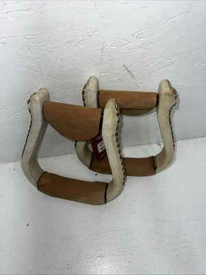 New Tough 1 White Rawhide Laced 3” Stirrups #57-1422 FF-10