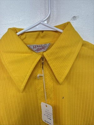 New Women’s H Bar C Yellow Half Zip Long Sleeve Shirt Large TT-130