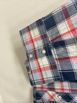 New Women’s Cumberland Blue Red Plaid Long Sleeve Pearl Snap 2XL GG-14