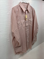 New Men’s H Bar C Pink Long Sleeve Pearl Snap 17 X 34 XL T-92