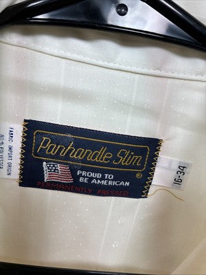 New Men’s Panhandle Slim Off White Long Sleeve Pearl Snap 16 Large Q-80