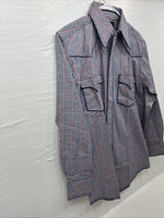 New Men’s Champion Western MultiColor Plaid Long Sleeve Pearl Snap Medium M-32