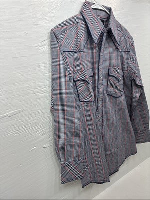 New Men’s Champion Western MultiColor Plaid Long Sleeve Pearl Snap Medium M-32