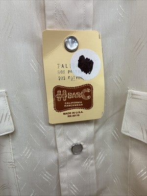 New Men’s H Bar C Tan Designed Long Sleeve Pearl Snap 17 X 34 XL X-104