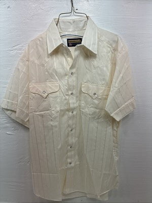 New Men’s Panhandle Slim Yellow Stripe Short Sleeve Pearl Snap 16.5 Large X-11