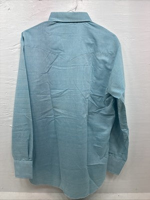 New Men’s Mesquite Blue Long Sleeve Pearl Snap 16 X 35 Large CC-61