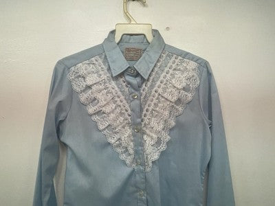 New Women’s Blue H Bar C Long Sleeve Button Up Shirt 3B-73