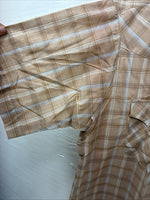 New Men’s ELY Cattleman Tan Plaid Short Sleeve Pearl Snap XL R-39
