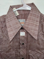 New Men’s Karman Pink Designed Short Sleeve Pearl Snap 14.5 Small AA-90