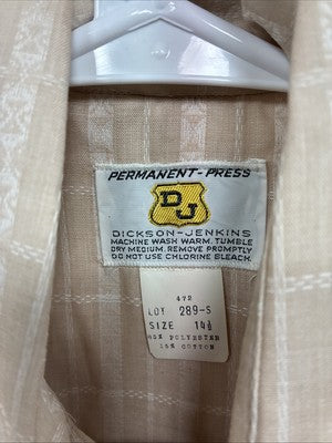 New Men’s Dickson Jenkins Tan Designed Short Sleeve Pearl Snap 14.5 Small AA-104