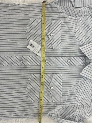 New Kids White Horse Gray Stripe Long Sleeve Pearl Snap Large DD-29