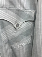 New Men’s H Bar C Gray Stripe Long Sleeve Pearl Snap 16.5 Large X-51