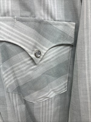 New Men’s H Bar C Gray Stripe Long Sleeve Pearl Snap 16.5 Large X-51