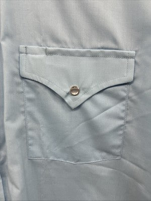 New Men’s ELY Wildlife Blue Horse Design Long Sleeve Pearl Snap Large CC-25
