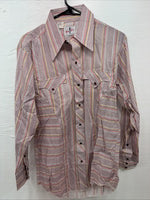 New Men’s Tem Tex Pink Stripe Long Sleeve Pearl Snap 15.5 X 33 Medium AA-91