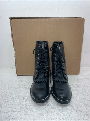 New Kids Black Lace Up Texas Brand Cowboy Boots. C 1350 13 D. 23-66
