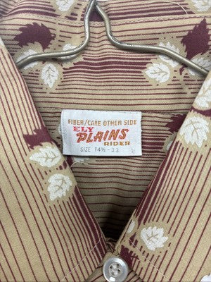 New Men’s ELY Plains Tan Red Floral Long Sleeve Pearl Snap Size 14.5 Small GG-7