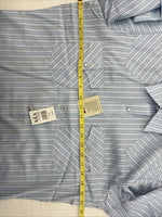 New Men’s ELY Cattleman Blue Stripe Design Long Sleeve Pearl Snap 15 Medium X-99