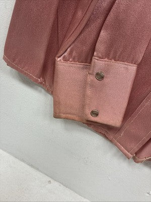 New Women’s Dickson Jenkins Pink Silk Long Sleeve Pearl Snap Size 40 KK-26