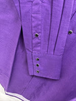 New Men’s Cumberland Purple Western Design Long Sleeve Pearl Snap Large AA-20