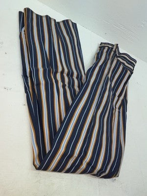 New Vintage Blue And Brown Striped Fenton Polyester Pants #656 SS-76