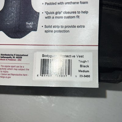New Tough 1 Black Bodyguard Protective Vest Medium #23-3400 BB-33
