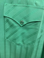 New Men’s White Horse Green Stripe Long Sleeve Pearl Snap Large Q-64