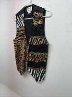 New Men’s Fashion Fantasy Black Cheetah Zebra Tuxedo Suit Vest Medium WW-62