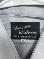 New Men’s Champion Western Gray Sensing Long Sleeve Pearl Snap 16 Large X-1
