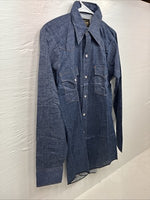 New Men’s LongHorn Blue Jean Long Sleeve Pearl Snap 14 Small AA-100