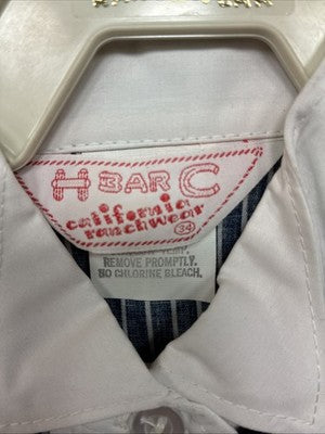 New Women’s H Bar C Blue Stripe Long Sleeve Pearl Snap Size 34 YY-108