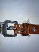 New Brown Genuine Leather Nocona Tooled 28” Belt #N1311777 JJ-26