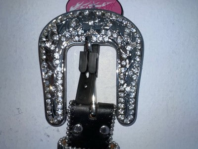 New Black Genuine Leather Blazin Roxx Silver Bling Cross XL Belt #N3510401 Z-66