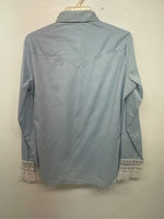 New Women’s Blue H Bar C Long Sleeve Button Up Shirt 3B-73