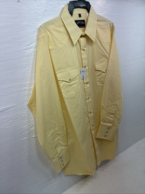 New Men’s White Horse Yellow Western Long Sleeve Pearl Snap Large AA-45