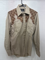 New Men’s Champion Western Brown Plaid Long Sleeve Pearl Snap 15.5 Medium T-73