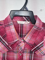 New Women’s Cumberland Pink Plaid Short Sleeve Pearl Snap 2XL GG-13