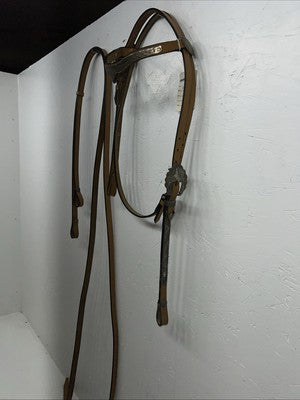 New Congress Leather Browband Headstall W Metal Plate #6850 U-28