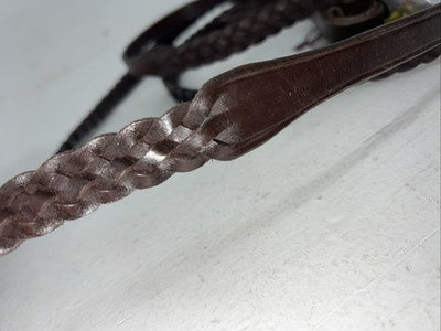 New JT INTERNATIONAL Brown Genuine Leather Braided English Reins #21-9422-7 Y-25