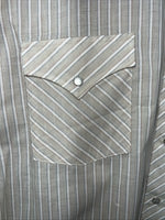 New Men’s Tan Stripped ELY Cattleman Pearl Snap Long Sleeve Shirt 16.5x34 L P-29