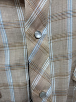 New Men’s ELY Cattleman Tan Plaid Short Sleeve Pearl Snap M R-40