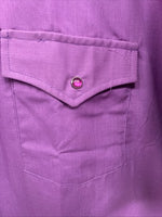 New Men’s ELY Cattleman Purple Simple Short Sleeve Pearl Snap 17 XL M-76