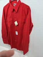 New Men’s ELY Cattleman Red Long Sleeve Pearl Snap 17 X 35 XL AA-119