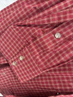 Me End H Bar C Red Plaid Long Sleeve Pearl Snap 16.5 Large AA-35