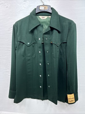 New Men’s Lee Green Long Sleeve Pearl Snap Jacket Medium O-52