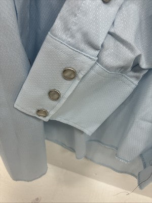 New Men’s H Bar C Baby Blue Long Sleeve Pearl Snap 15.5 Medium K-101