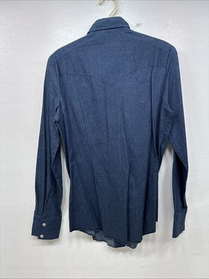 New Women’s H Bar C Blue Jean Long Sleeve Pearl Snap 34 TT-8