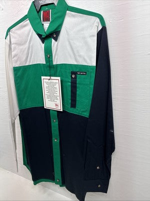 New Men’s “Mo” Betta Multicolor Green Long Sleeve Button Up 17.5 XL O-69